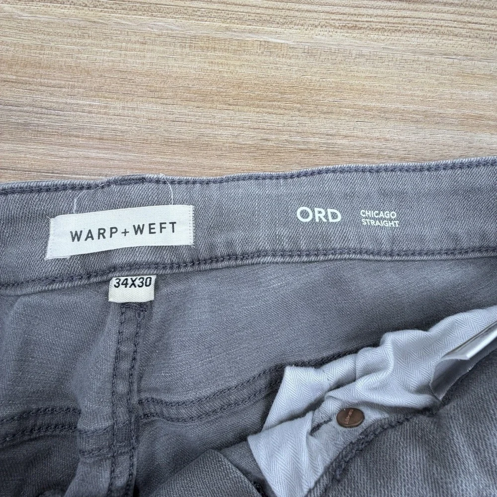 Warp + Weft Jeans Mens 34x30 Gray ORD Chicago Straight Leg Stretch Denim Pants - Picture 2 of 6